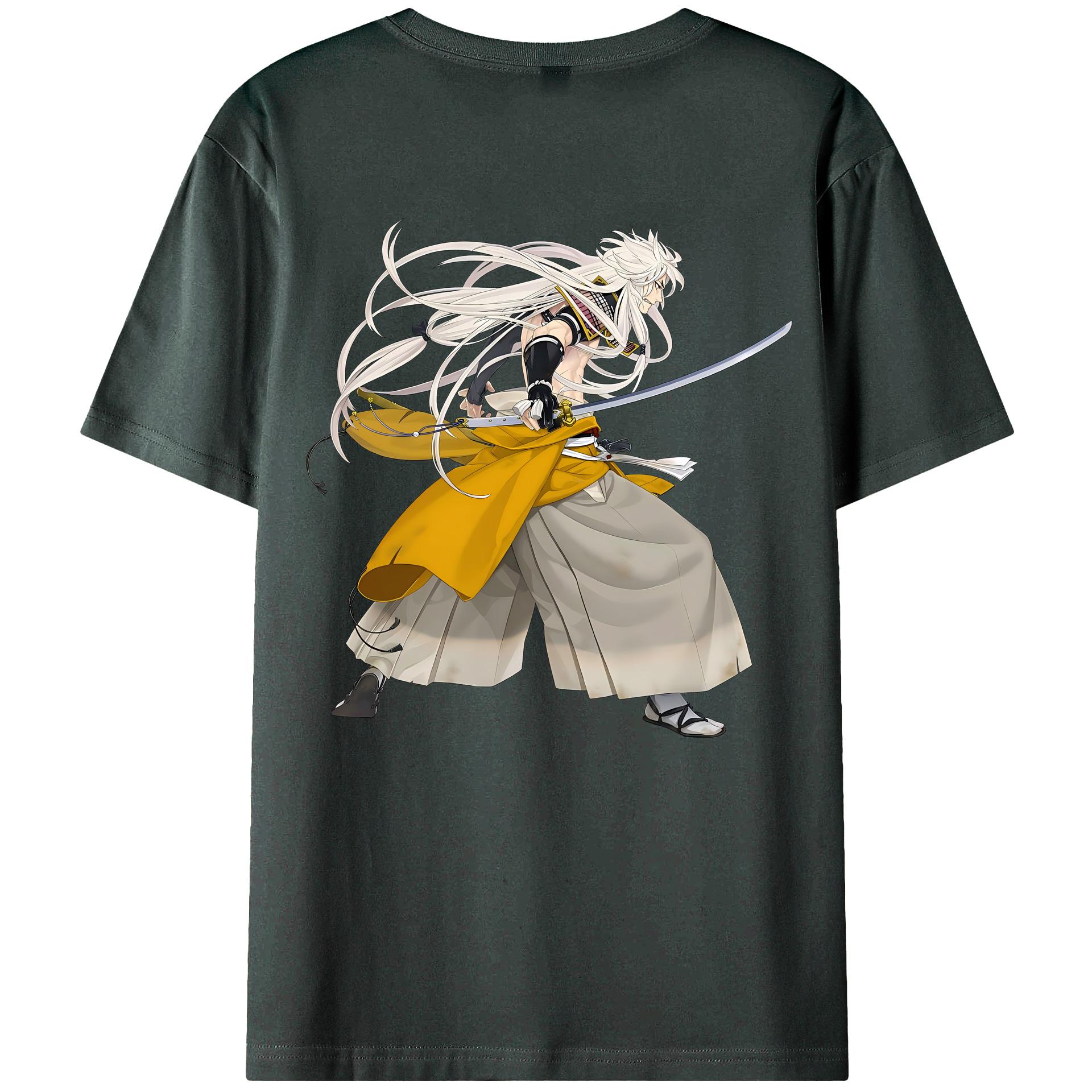 （画像用） 刀剣乱舞 Touken Ranbu 綿100％ メンズ半袖Tシャツ（バックプリント） 通気性